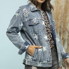 Star Distressed Denim Shacket 