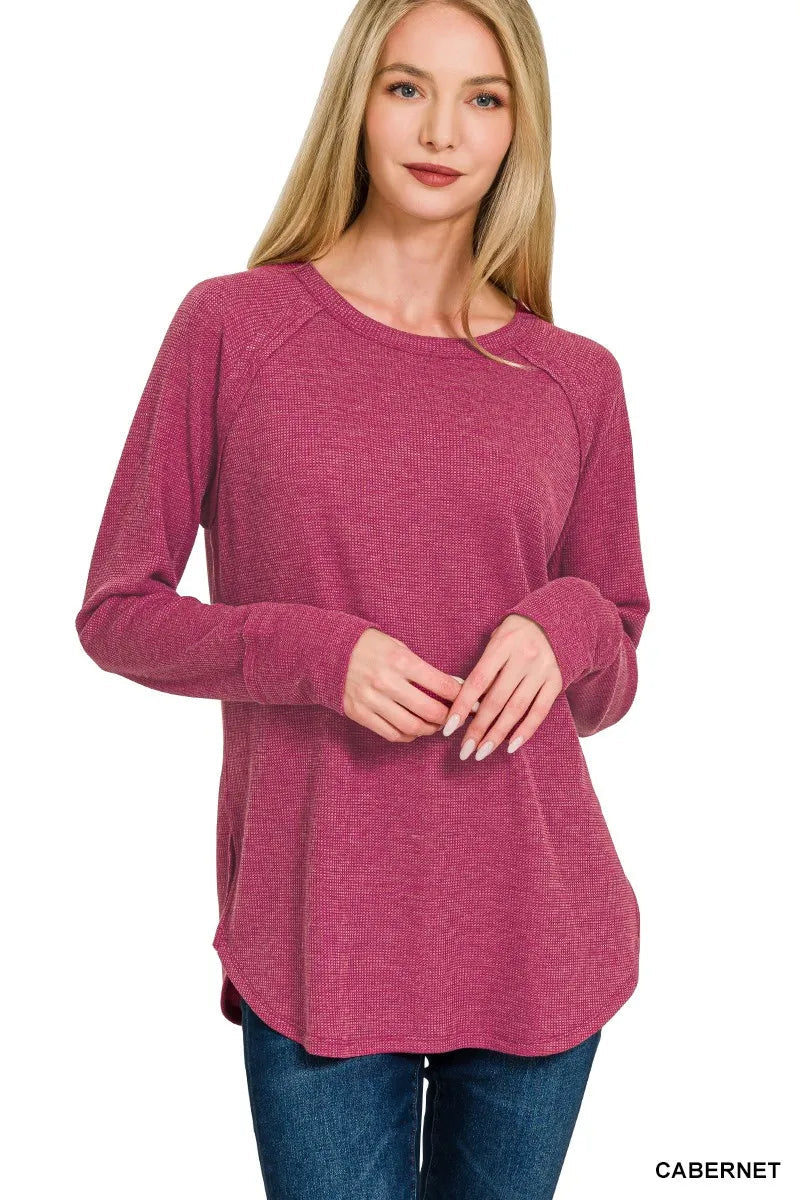 Zenana Baby Waffle Long Sleeve Top 