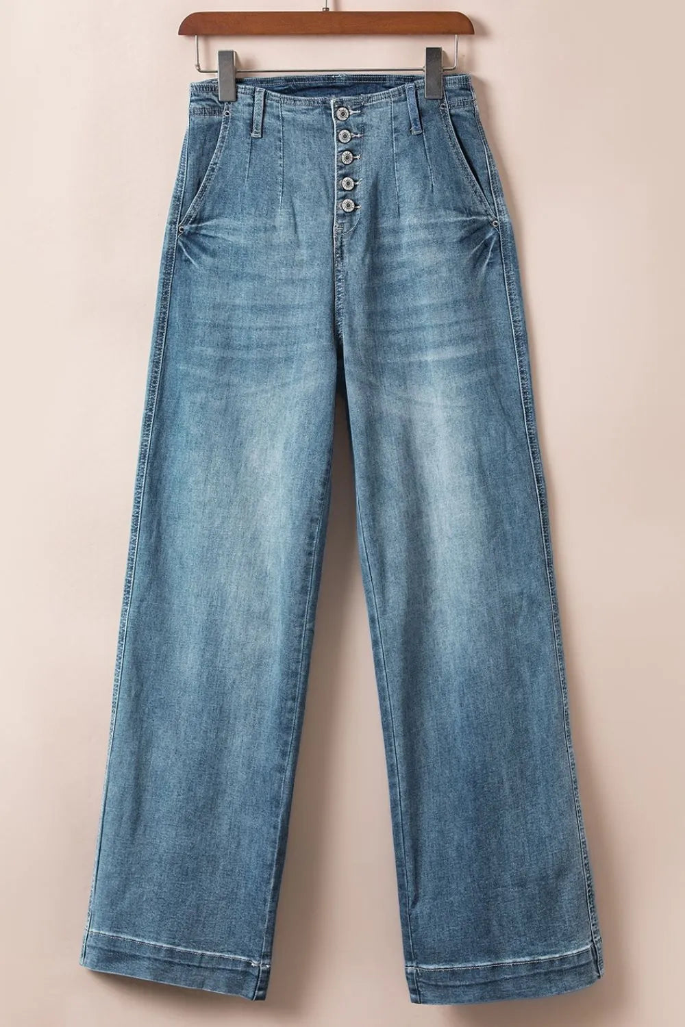 Button Fly High Waist Jeans 