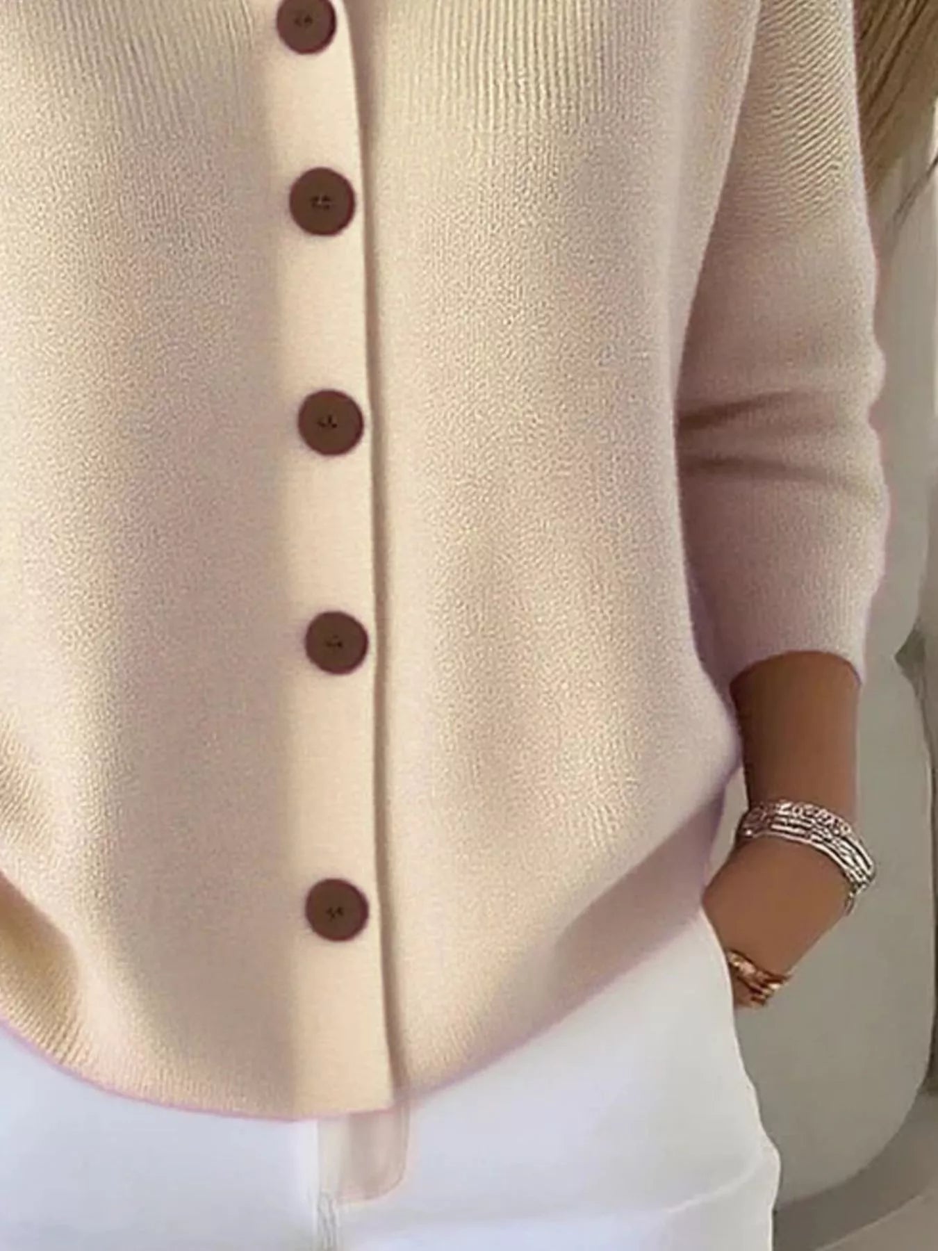 Full Size Button-Down Knit Cardigan Plus Size 