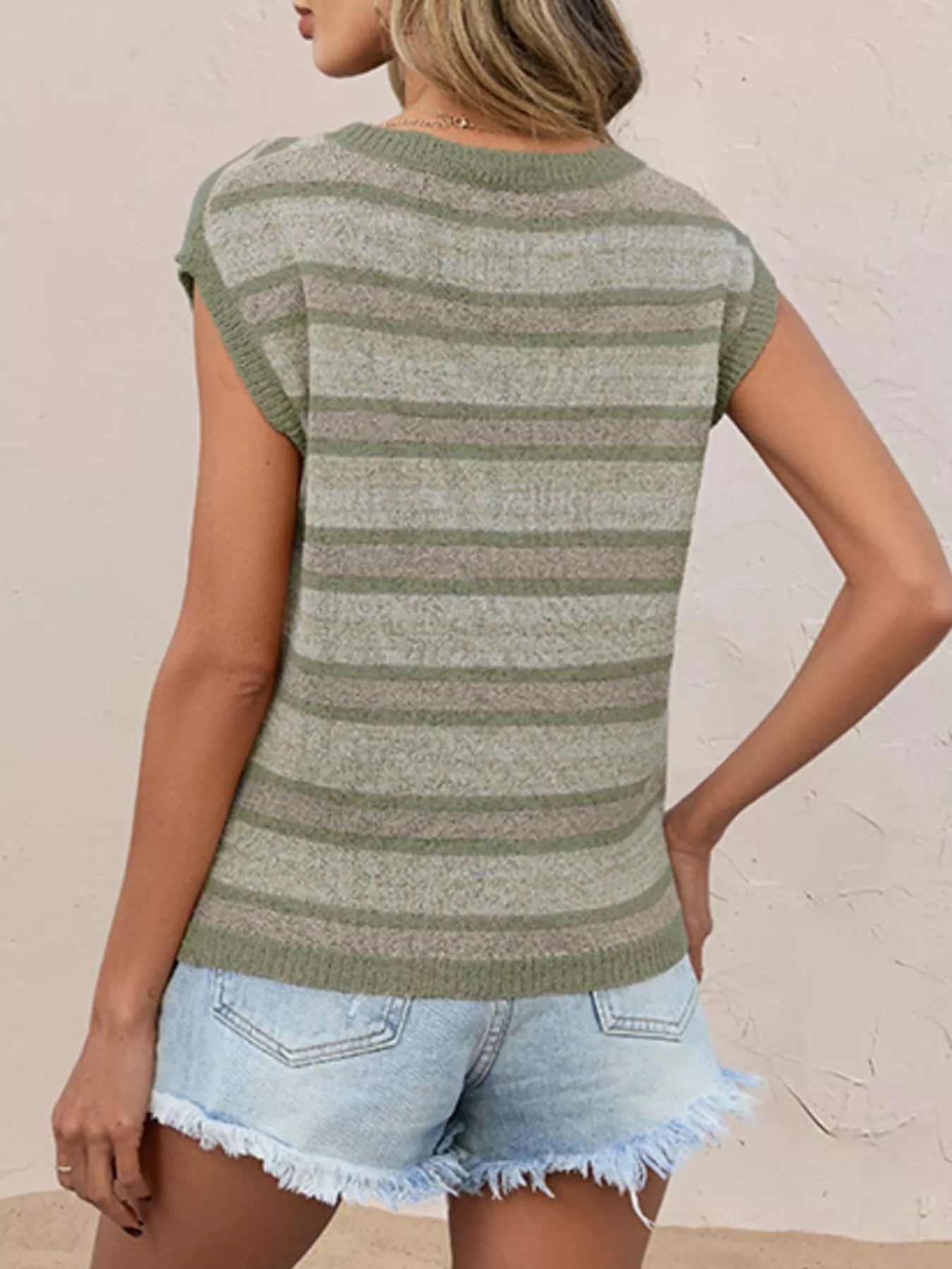 Striped Round Neck Knit Top 