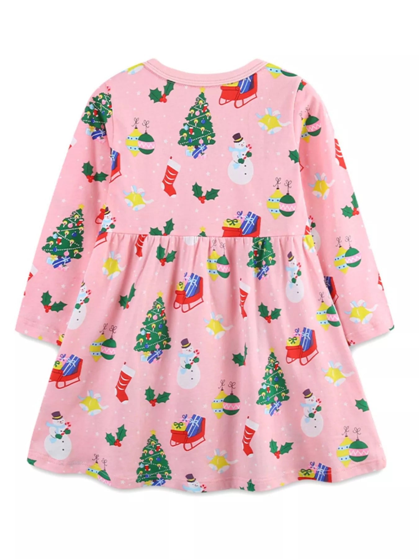 Children's Christmas Print Long Sleeve Casual Dress 