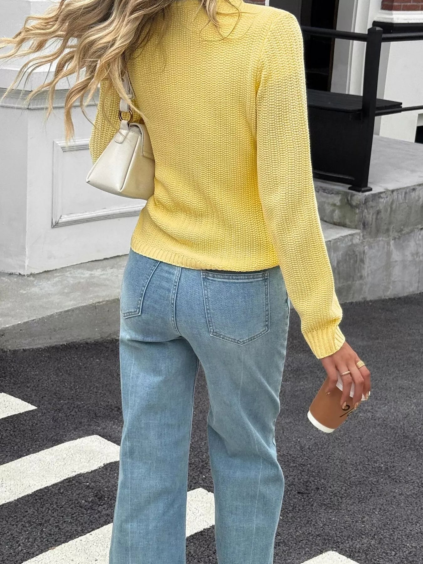 Button-Front Ribbed Long Sleeve Cardigan 
