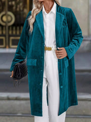 Lapel Collar Long Sleeve Longline Coat 