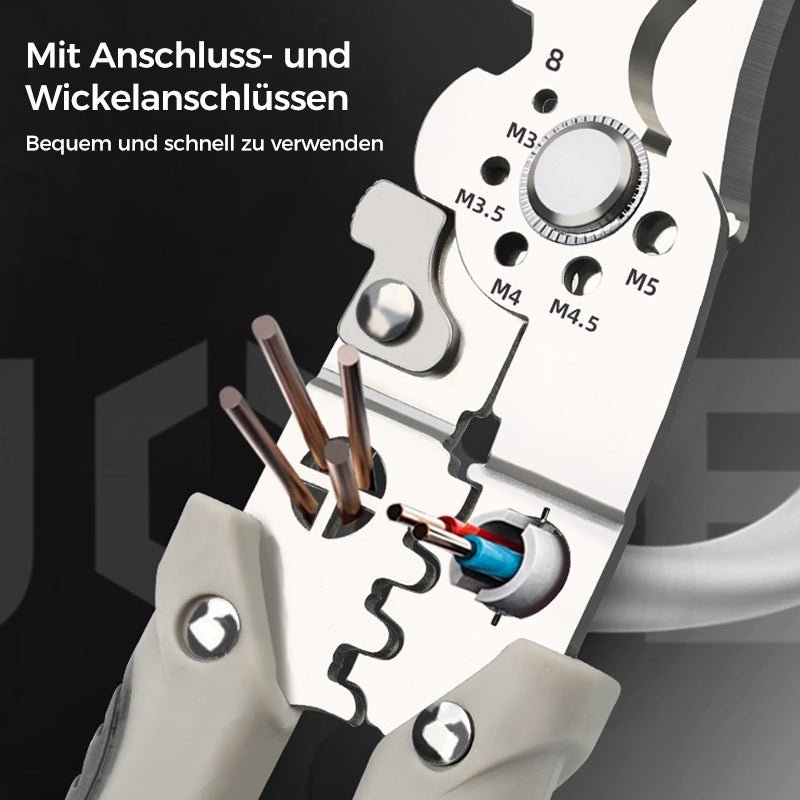 Filo Wire Tool | 3-in-1 Wire Stripper, Cutter, Crimper - Durable Carbon Steel 