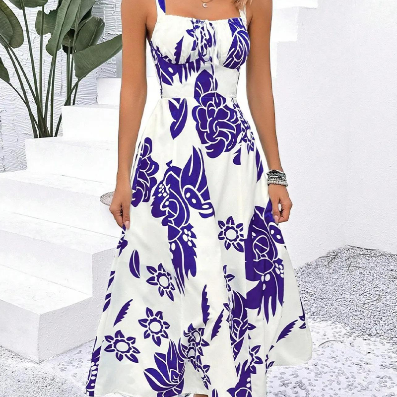 Fiona Floral A-Line Sundress | Adjustable Spaghetti Straps & Smocked Back 