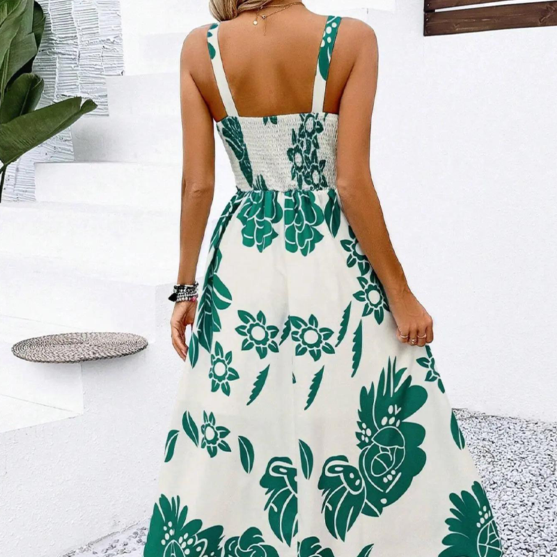 Fiona Floral A-Line Sundress | Adjustable Spaghetti Straps & Smocked Back 