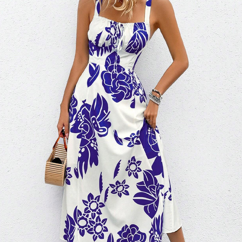Fiona Floral A-Line Sundress | Adjustable Spaghetti Straps & Smocked Back 