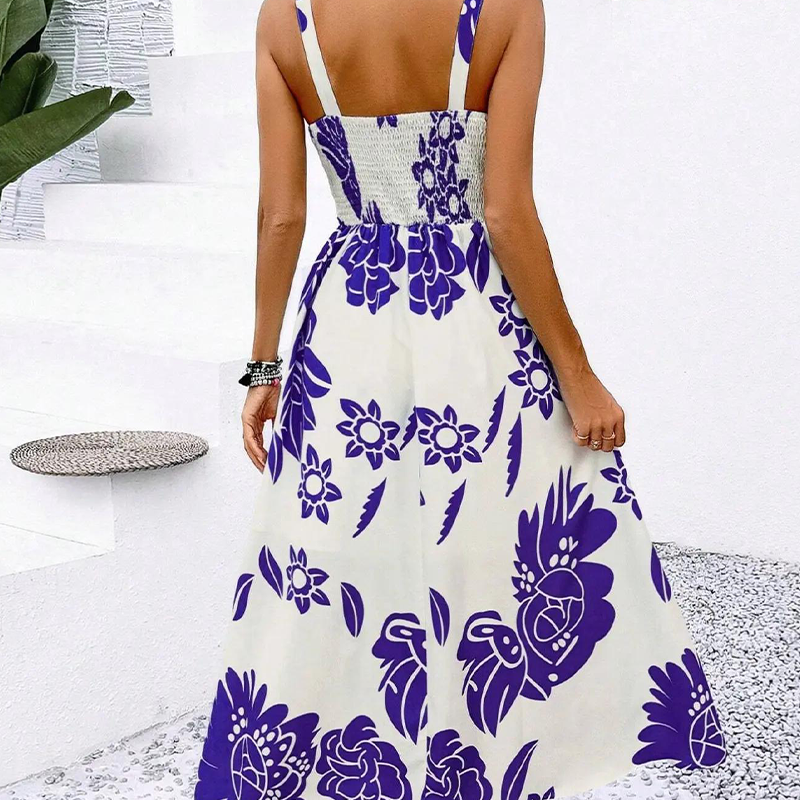 Fiona Floral A-Line Sundress | Adjustable Spaghetti Straps & Smocked Back 