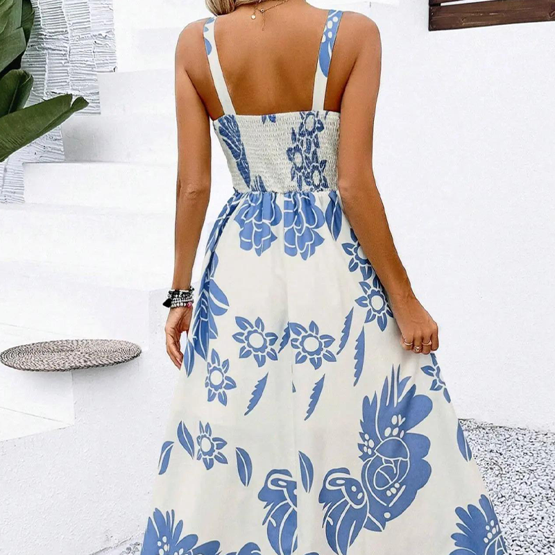 Fiona Floral A-Line Sundress | Adjustable Spaghetti Straps & Smocked Back 
