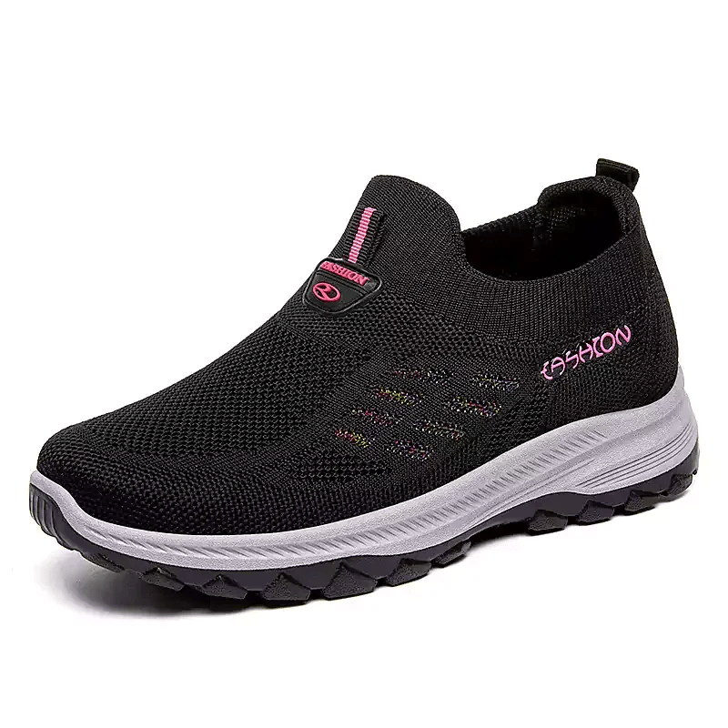FlexEase Women's Mesh Slip-On Support Shoes | Cushioned Wide-Toe Walking Comfort 