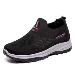 FlexEase Women's Mesh Slip-On Support Shoes | Cushioned Wide-Toe Walking Comfort 