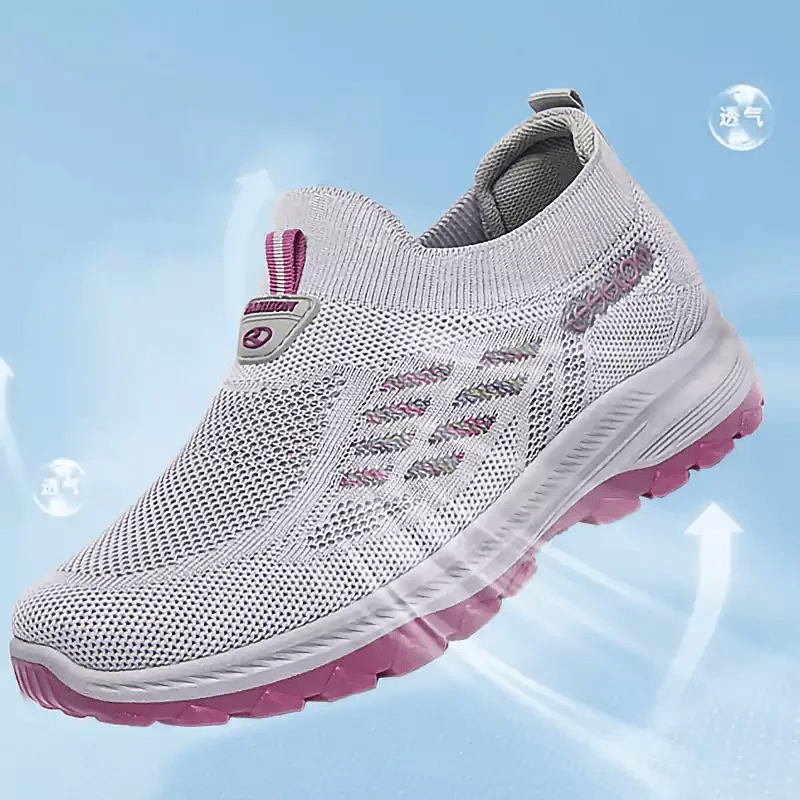 FlexEase Women's Mesh Slip-On Support Shoes | Cushioned Wide-Toe Walking Comfort 