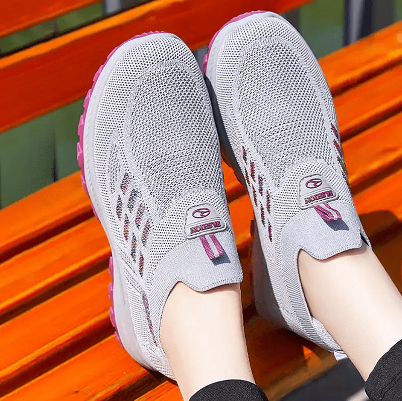 FlexEase Women's Mesh Slip-On Support Shoes | Cushioned Wide-Toe Walking Comfort 