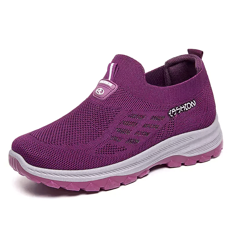 FlexEase Women's Mesh Slip-On Support Shoes | Cushioned Wide-Toe Walking Comfort 