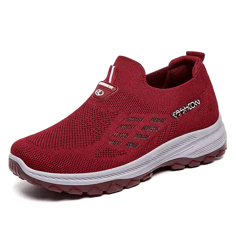 FlexEase Women's Mesh Slip-On Support Shoes | Cushioned Wide-Toe Walking Comfort 
