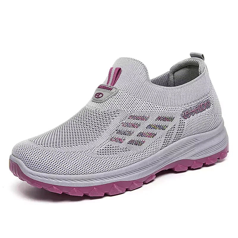 FlexEase Women's Mesh Slip-On Support Shoes | Cushioned Wide-Toe Walking Comfort 