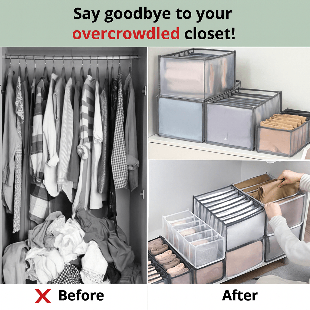 Flexi Grid Organizer - No More Clutter in Your Closet 