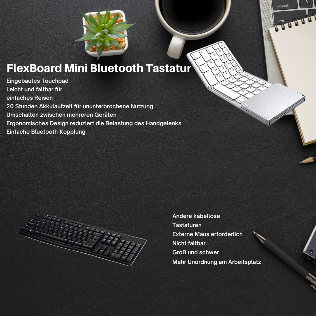 FlexType Mini Bluetooth Keyboard Portable Power Typing 