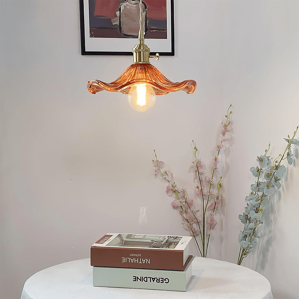 Floral Glass Pendant Light – Elegant Flower Design LED Hanging Light for Kitchen and Living Room Ambience 