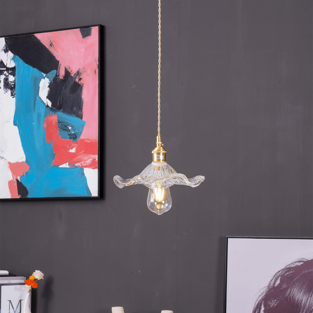 Floral Glass Pendant Light – Elegant Flower Design LED Hanging Light for Kitchen and Living Room Ambience 