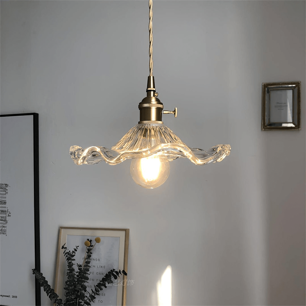 Floral Glass Pendant Light – Elegant Flower Design LED Hanging Light for Kitchen and Living Room Ambience 