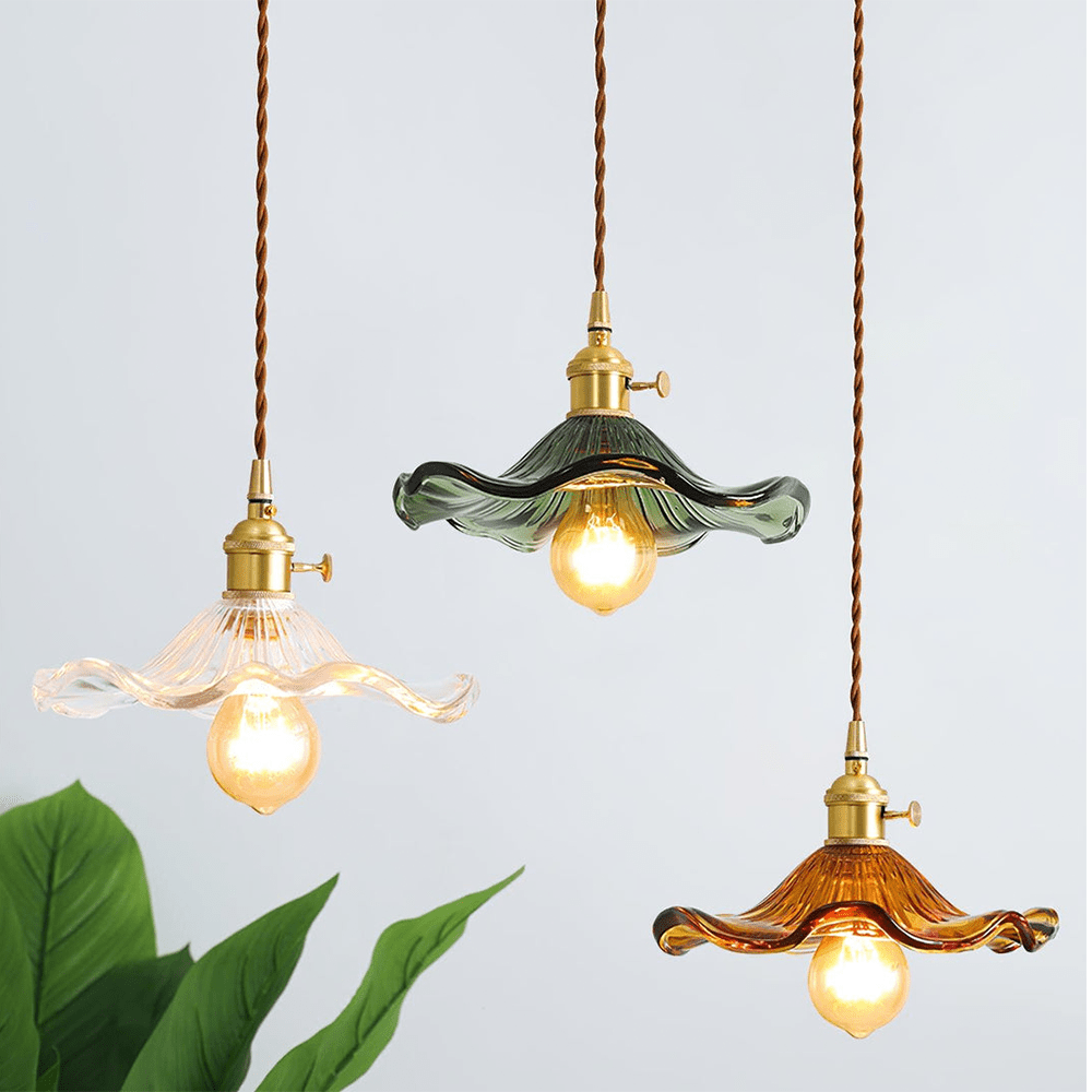 Floral Glass Pendant Light – Elegant Flower Design LED Hanging Light for Kitchen and Living Room Ambience 