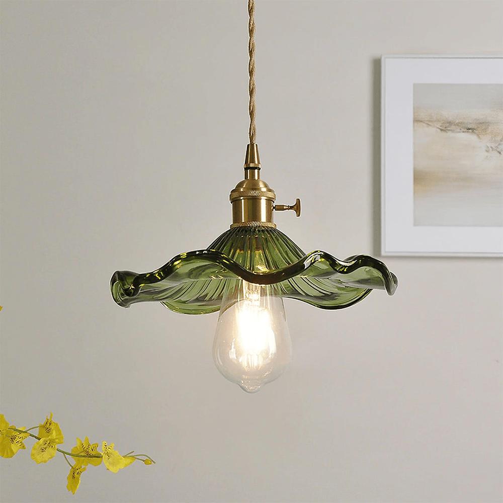 Floral Glass Pendant Light – Elegant Flower Design LED Hanging Light for Kitchen and Living Room Ambience 