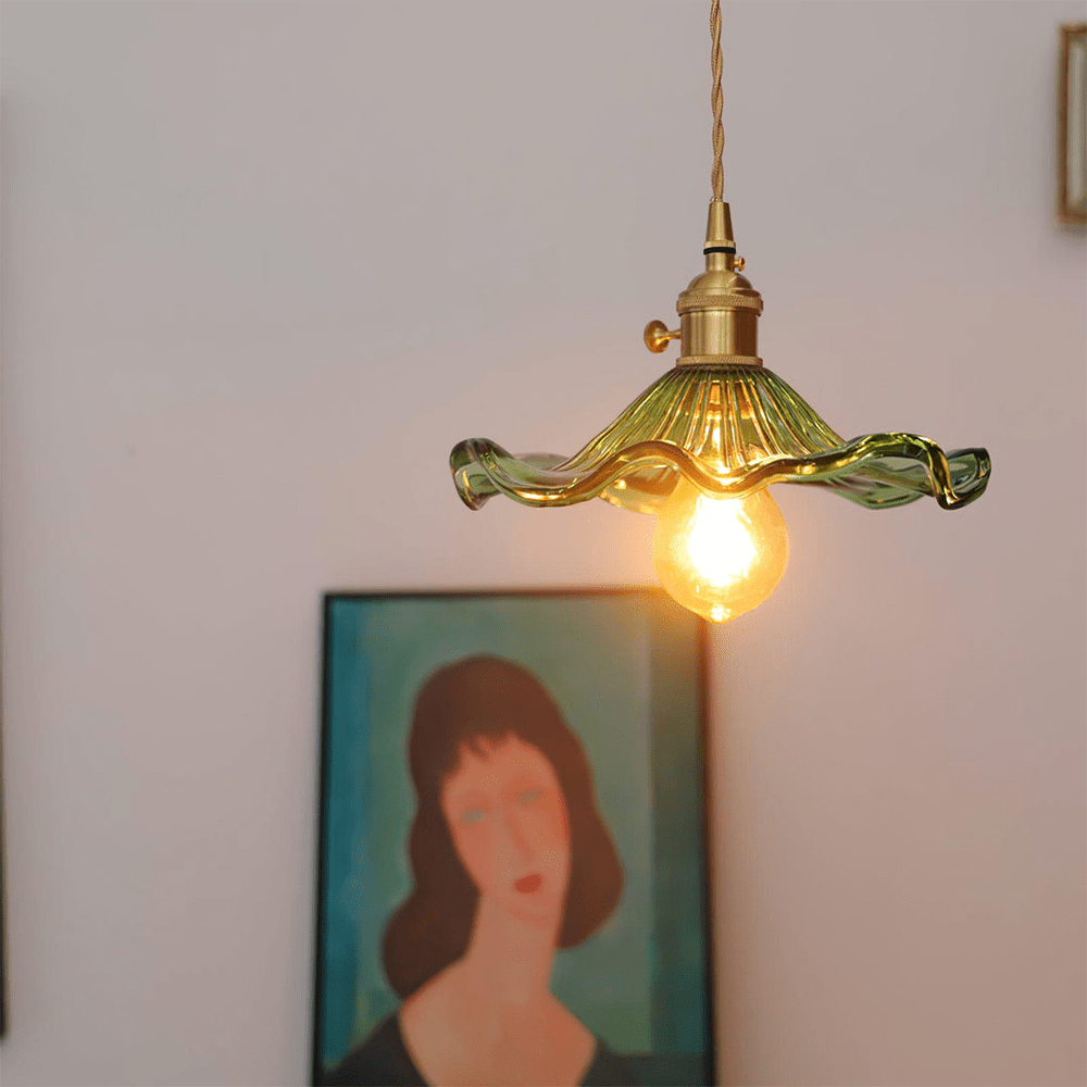 Floral Glass Pendant Light – Elegant Flower Design LED Hanging Light for Kitchen and Living Room Ambience 