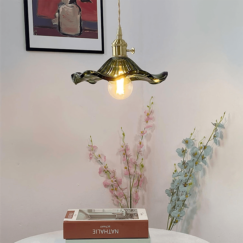 Floral Glass Pendant Light – Elegant Flower Design LED Hanging Light for Kitchen and Living Room Ambience 