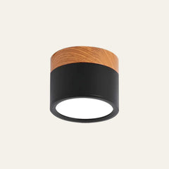 Flush Mount Ceiling Light with Energy-Efficient LED – Pink Wood Finish for Compact Spaces 