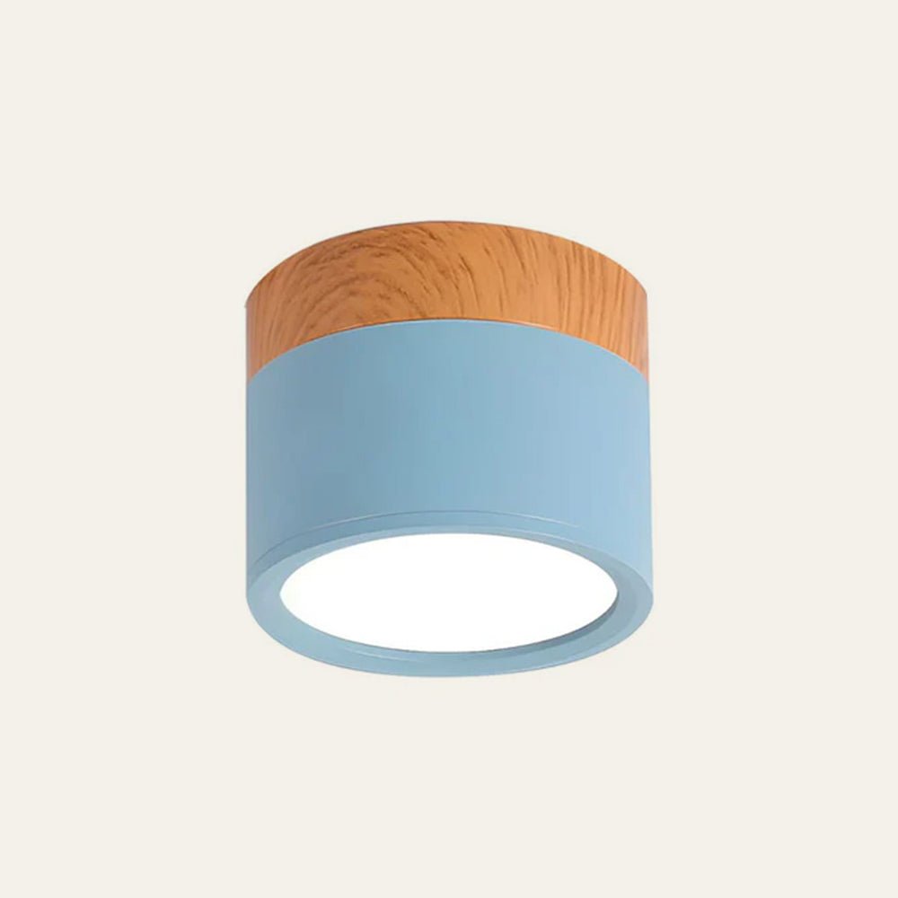Flush Mount Ceiling Light with Energy-Efficient LED – Pink Wood Finish for Compact Spaces 