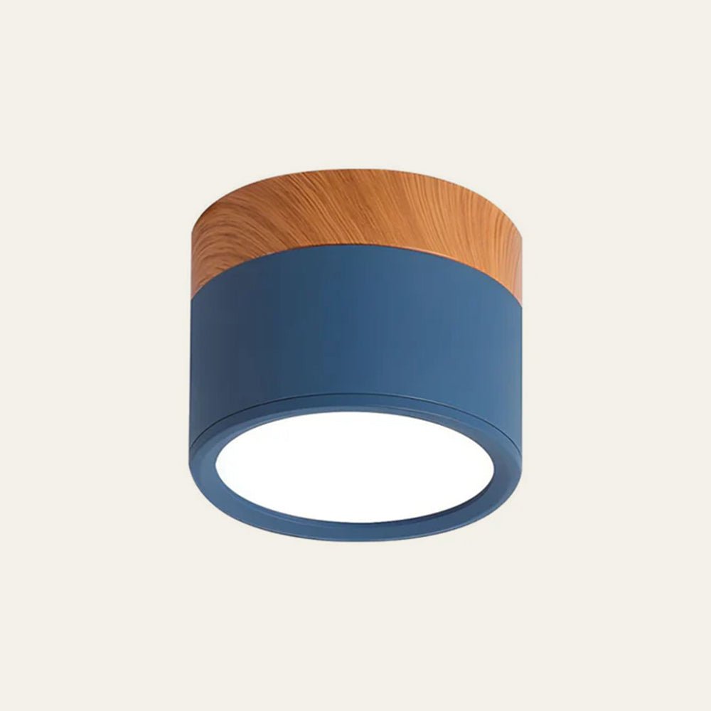 Flush Mount Ceiling Light with Energy-Efficient LED – Pink Wood Finish for Compact Spaces 