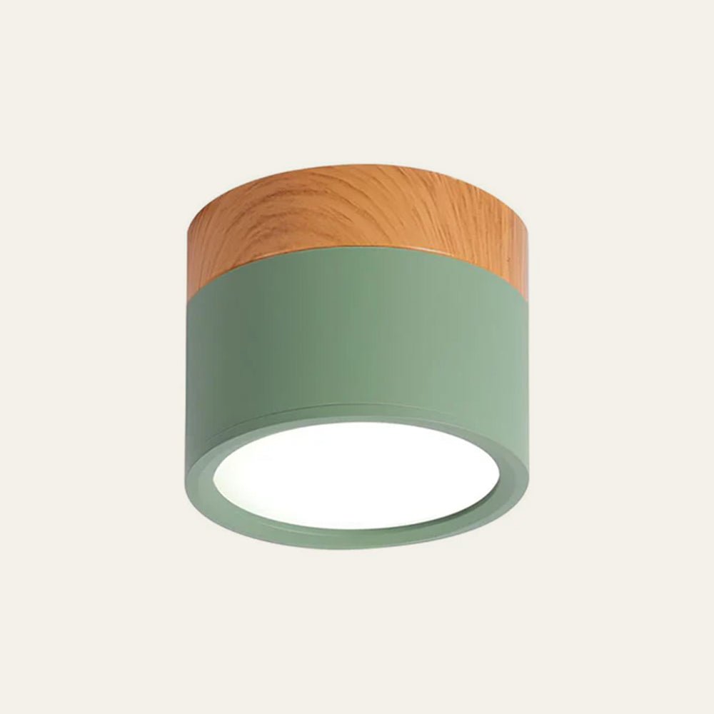 Flush Mount Ceiling Light with Energy-Efficient LED – Pink Wood Finish for Compact Spaces 
