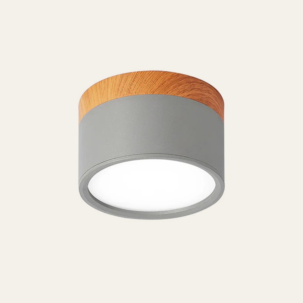 Flush Mount Ceiling Light with Energy-Efficient LED – Pink Wood Finish for Compact Spaces 