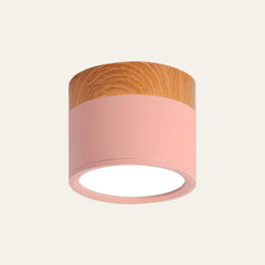 Flush Mount Ceiling Light with Energy-Efficient LED – Pink Wood Finish for Compact Spaces 