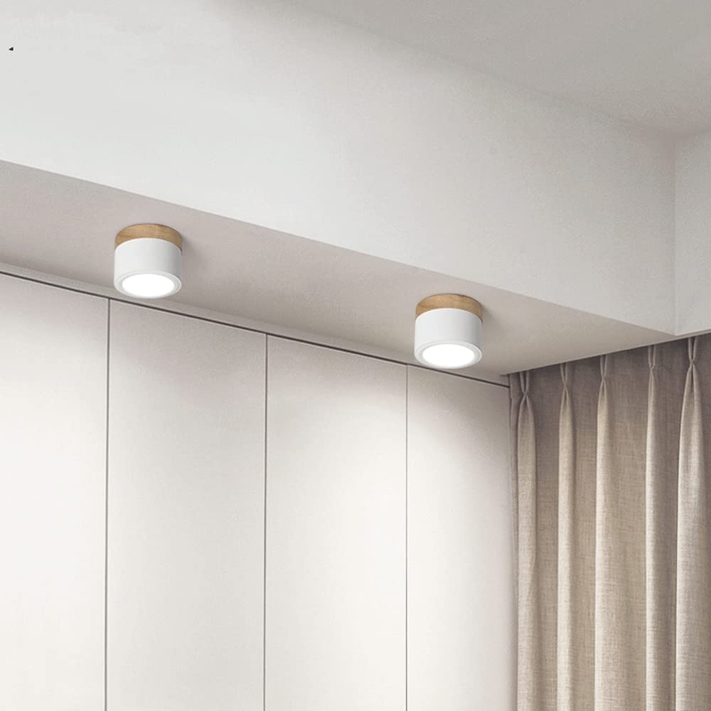Flush Mount Ceiling Light with Energy-Efficient LED – Pink Wood Finish for Compact Spaces 