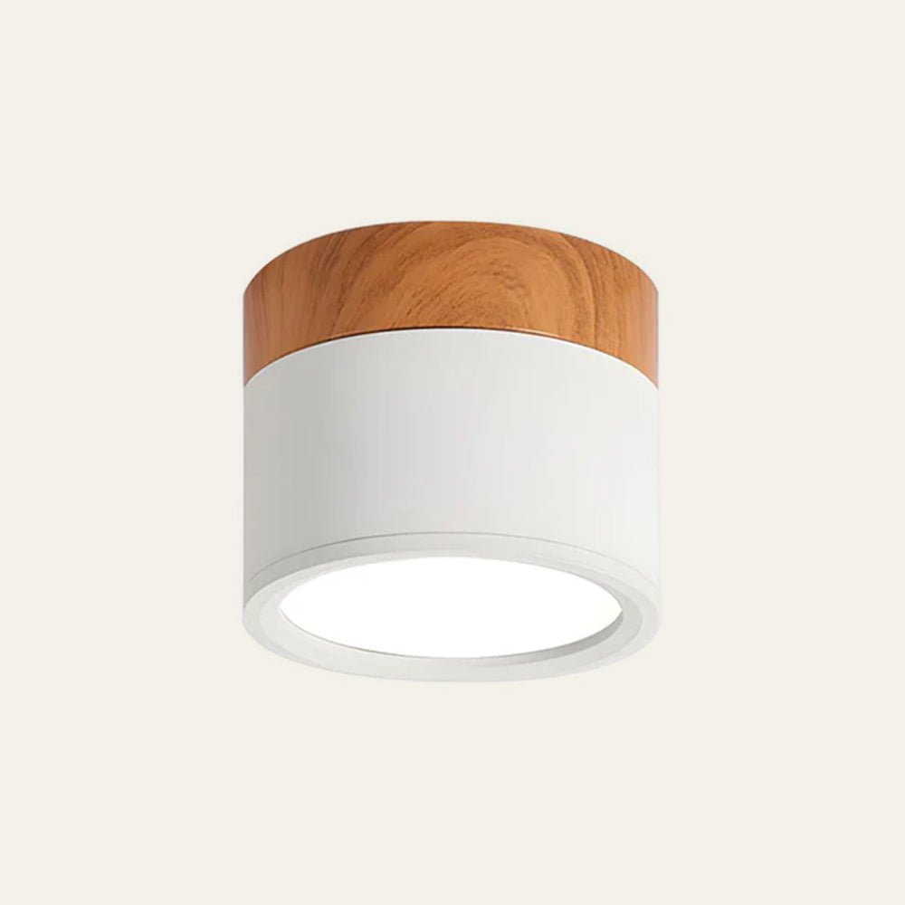 Flush Mount Ceiling Light with Energy-Efficient LED – Pink Wood Finish for Compact Spaces 