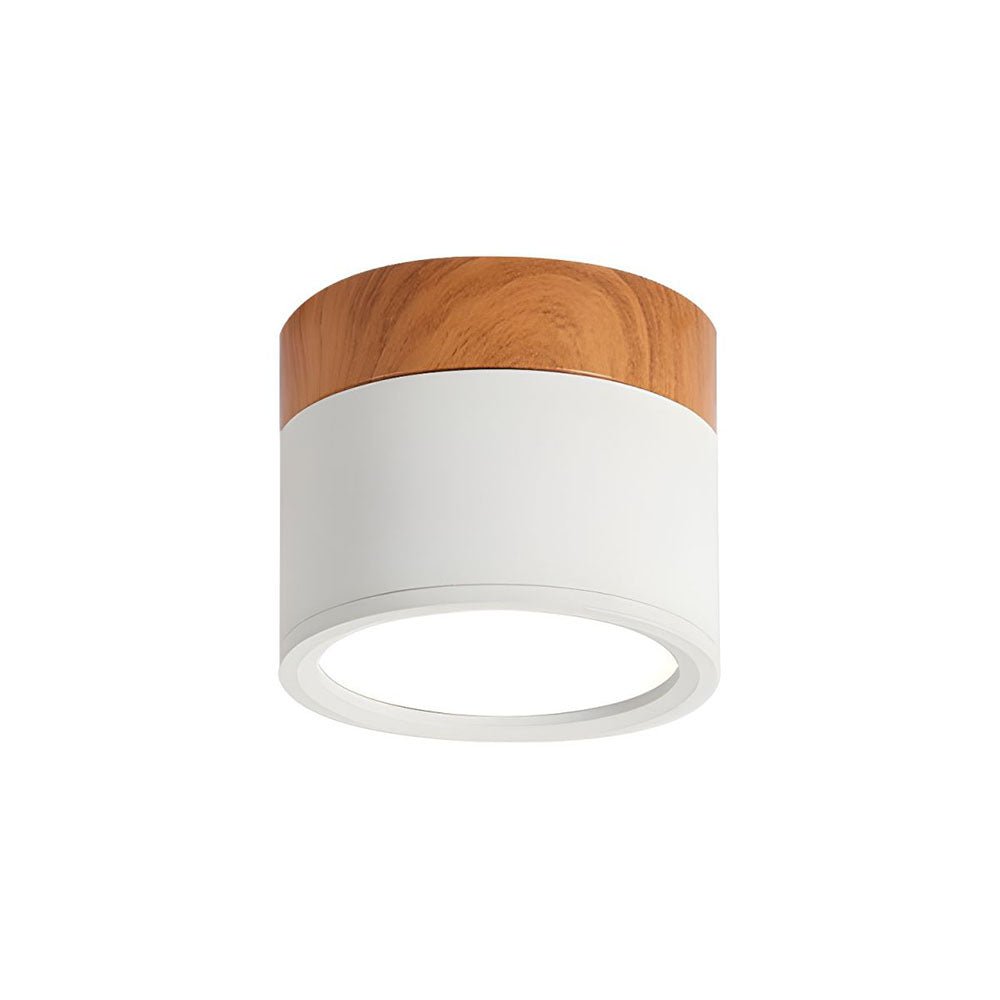 Flush Mount Ceiling Light with Energy-Efficient LED – Pink Wood Finish for Compact Spaces 