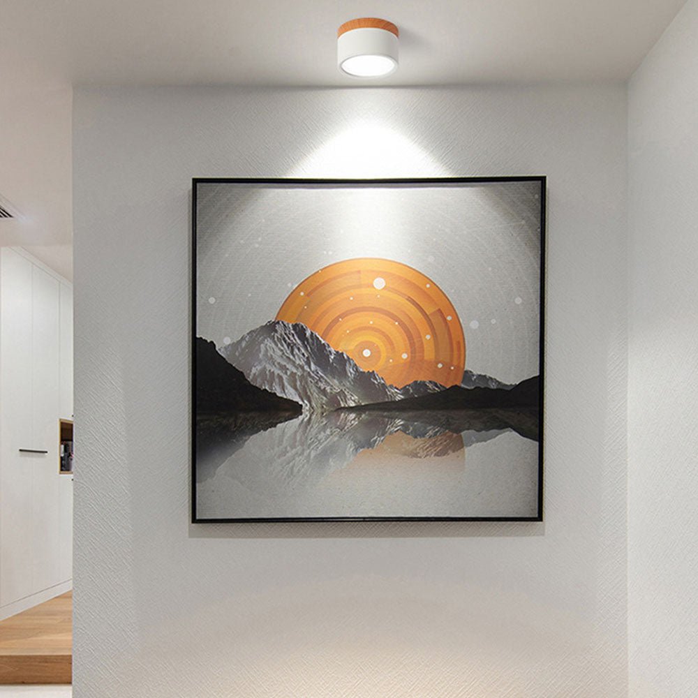 Flush Mount Ceiling Light with Energy-Efficient LED – Pink Wood Finish for Compact Spaces 