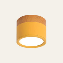 Flush Mount Ceiling Light with Energy-Efficient LED – Pink Wood Finish for Compact Spaces 
