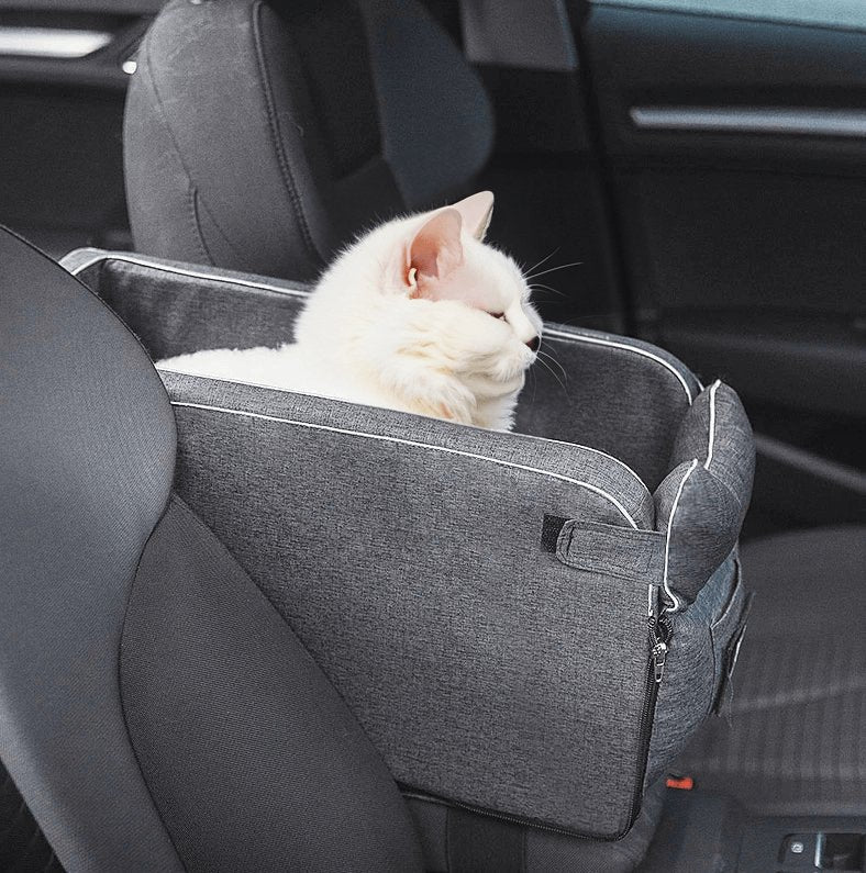 Foldable Pet Car Seat for Small Pets with Secure Console Fit 