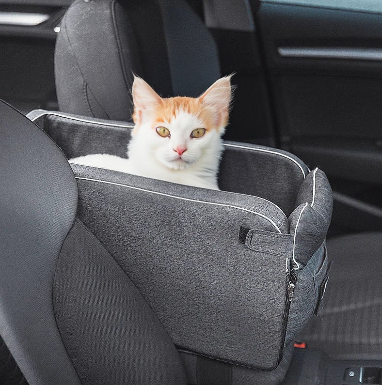 Foldable Pet Car Seat for Small Pets with Secure Console Fit 