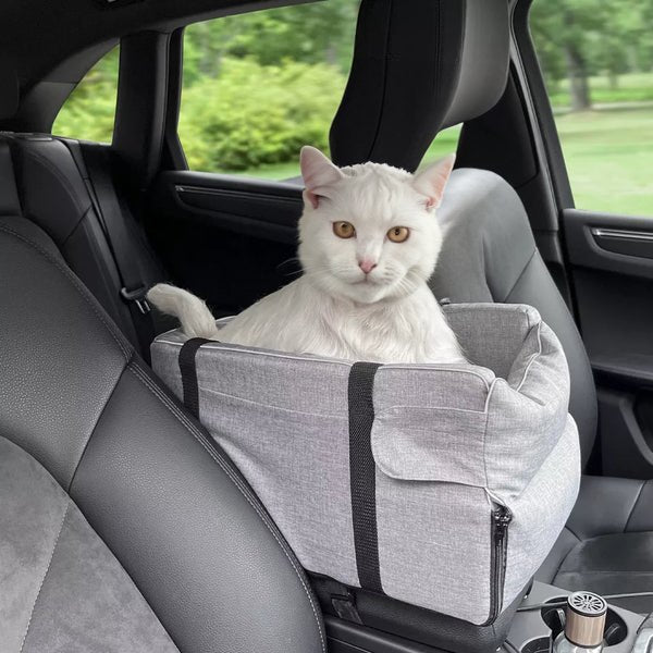Foldable Pet Car Seat for Small Pets with Secure Console Fit 