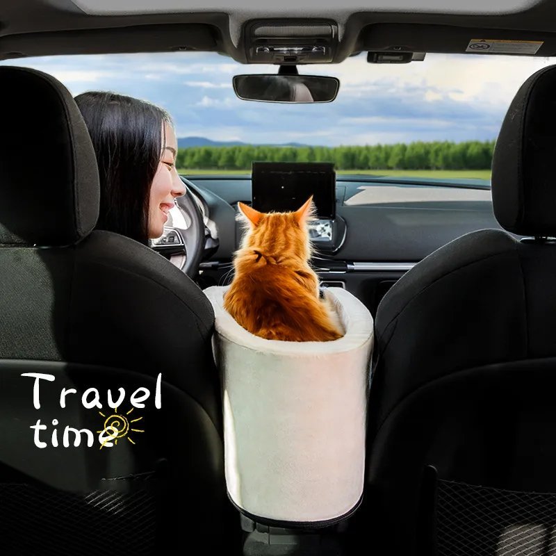 Foldable Pet Car Seat for Small Pets with Secure Console Fit 