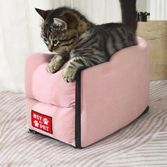 Foldable Pet Car Seat for Small Pets with Secure Console Fit 