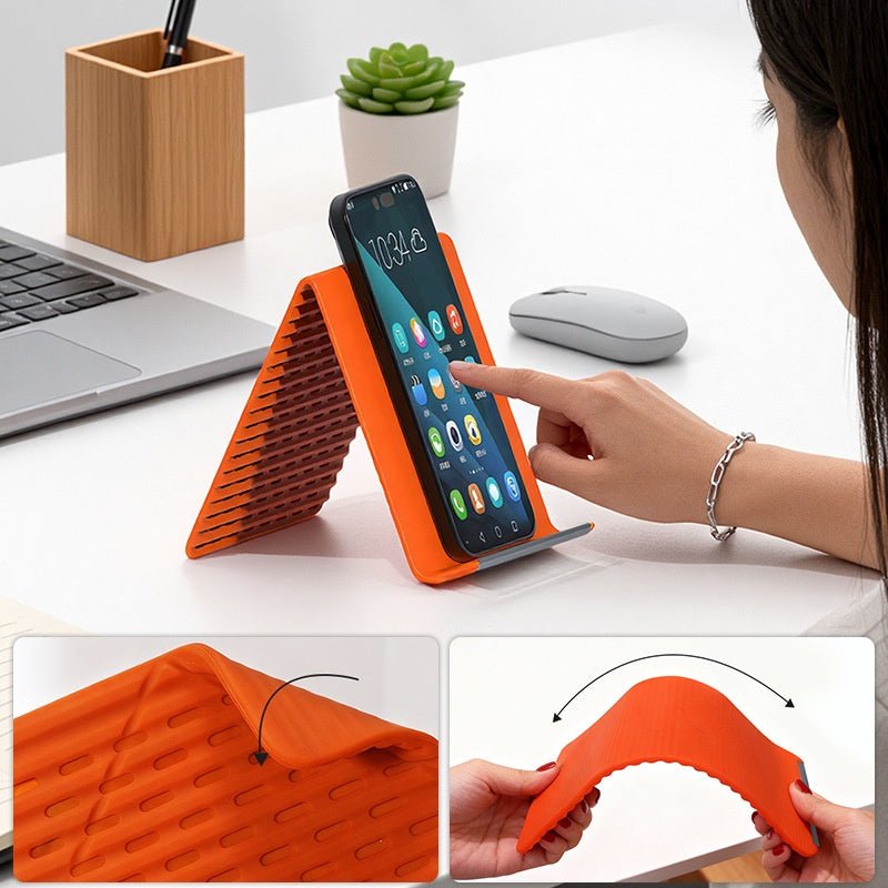 FoldEase Bendable Device Stand | Ultra-Slim Silicone Grip Phone Holder 