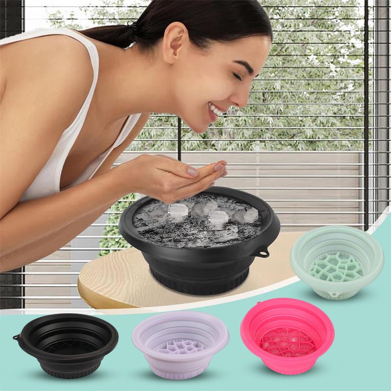 FreshChill Foldable Silicone Facial Basin | 30° Angled Ice-Care Design 