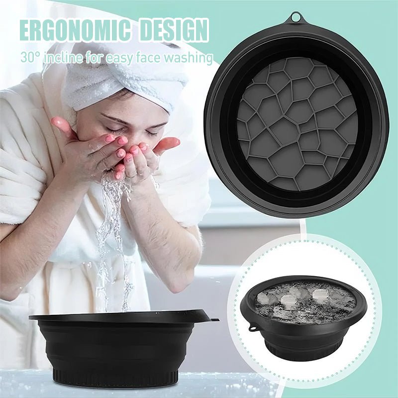 FreshChill Foldable Silicone Facial Basin | 30° Angled Ice-Care Design 