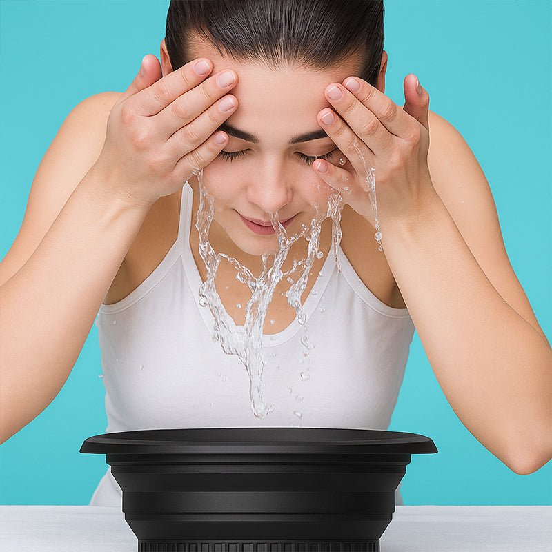 FreshChill Foldable Silicone Facial Basin | 30° Angled Ice-Care Design 